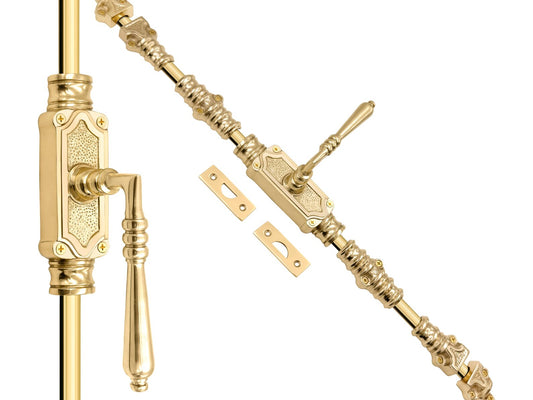Lever Handle Door Brass Espagnolette Bolt - Upto 9 feet Doors