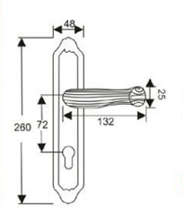 Oliver Lever on Back Plate - 260mm x 48mm x 132mm