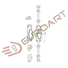 Oval Knob Espagnolette/Crémone Locking Bolt for up to 8.5 Feet High Doors & Windows