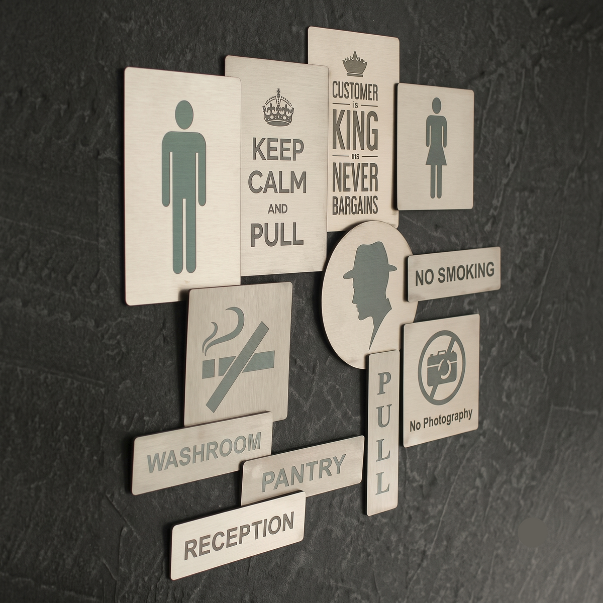 Emblem Premium Stainless Steel Architectural Signage Collection - Multiple Sizes