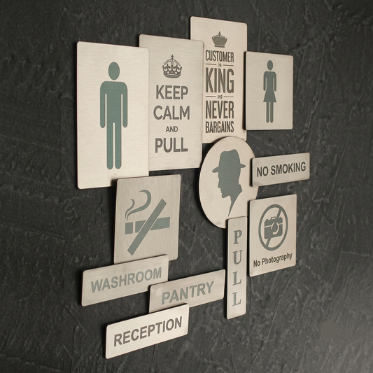 Emblem Premium Stainless Steel Architectural Signage Collection - Multiple Sizes