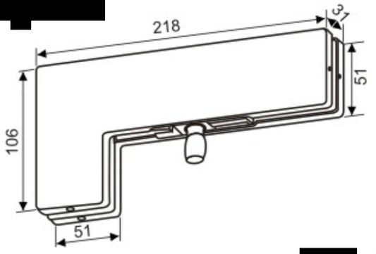 Side Panel L Patch Cabin & Cubicle Glass Door Fitting - 218 × 106 × 51mm