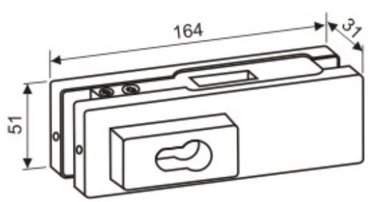 Euro profile patch lock Cabin & Cubicle Glass Door Fitting - 164 × 51 × 31mm
