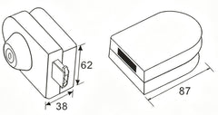 Glass-to-Glass Central Lock Set - 87 × 62 × 38mm