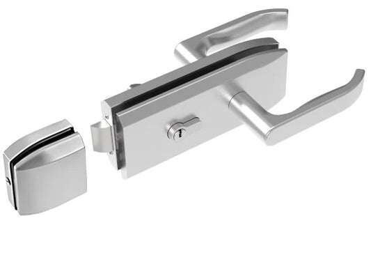 Glass-to-Glass Lock Set with Lever Handles - 176 × 76mm
