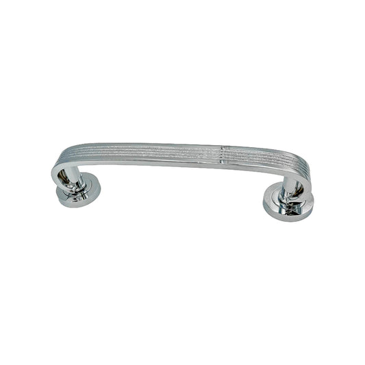 Orchid solid brass pull handle on backplate, 300mm long and 52mm wide, with a polished chrome finish, offering a secure grip and stylish design for doors.