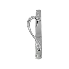 Maricel solid brass pull handle, available in right and left versions, 377mm long and 42mm wide, with polished chrome and satin nickel finishes for a modern look.