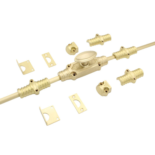 Hampton Reeded Cremone Bolt by Euro Art | Solid Brass Espagnolette Bolt