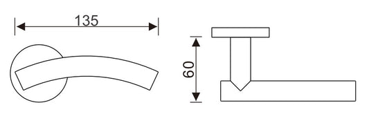 Tubular Lever on Rose - 135 x 60mm