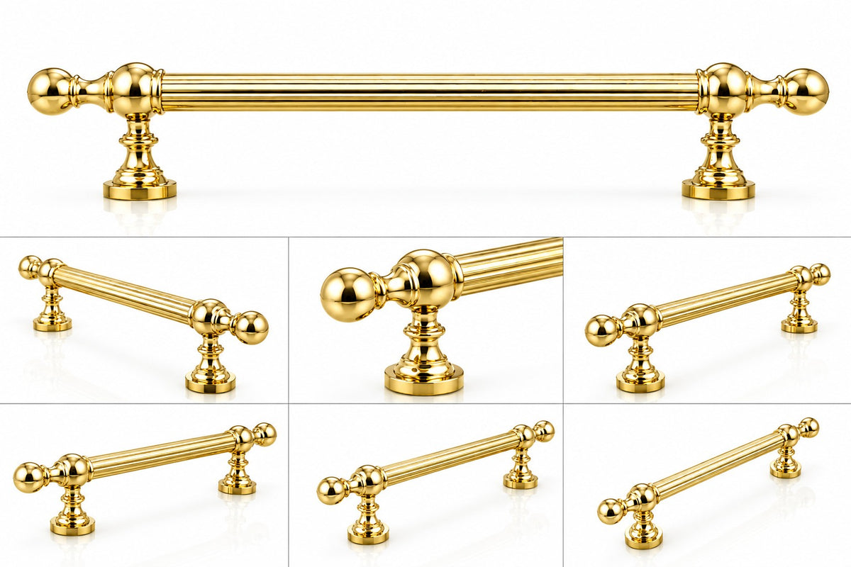 Reeded Grip Casilda Solid Brass Door Pull Handle - 500mm