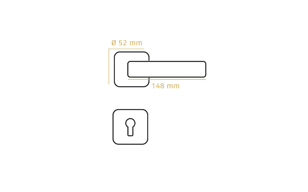 Do?anlar Techno door handle with a sleek lever on rose design, featuring a 52mm rose and 148mm handle length, combining modern style with reliable functionality for enhanced security