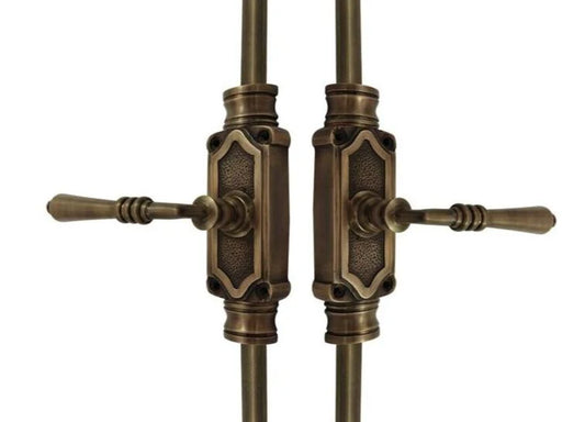 Antique Brass Lever Handle Door Brass Espagnolette Bolt