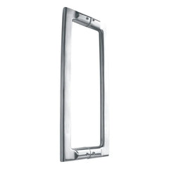 heavy-duty door pull handle, 275mm in length, made of satin stainless steel, with a back-to-back pair design, suitable for 35-55mm thick doors and includes fixing screws.