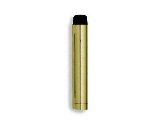Euro Art Architectural Cylinder Door Stop 90mm in satin nickel, polished nickel, and polished brass finishes, designed to prevent door damage and enhance interior aesthetics with its sleek cylindrical shape.