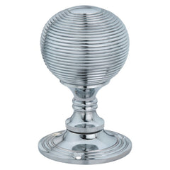 Reeded Mortice Knob from Euro Art Hardware, featuring a classic reeded texture and premium finishes in polished brass, polished chrome, or satin chrome. A versatile accessory for residential and commercial doors, combining timeless design with modern elegance.