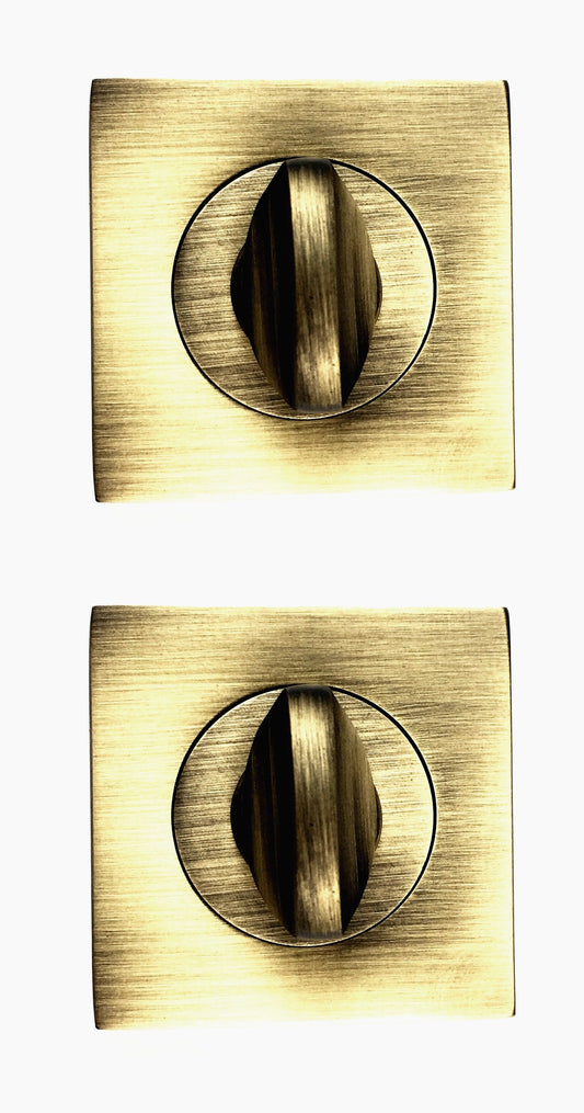 Square design Thumb Turn & Release by Euro Art Hardware with multiple finishes like Polished Chrome/Black Nickel, Antique Brass, and Satin Nickel/Polished Nickel for a geometric and modern door solution.